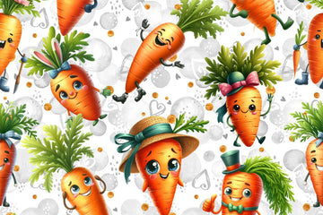 Jersey digital, Cute Carrots, weiß, 0,5 m